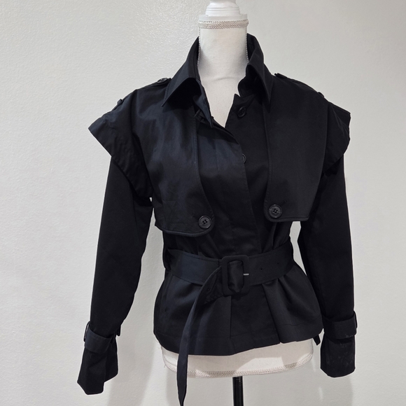 FRAME Astor Gathered Cotton-Blend Twill Cropped Jacket - Picture 4 of 8